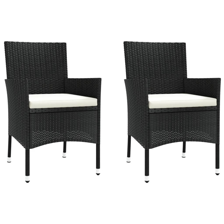3-delige Bistroset met kussens poly rattan zwart MeubelReus