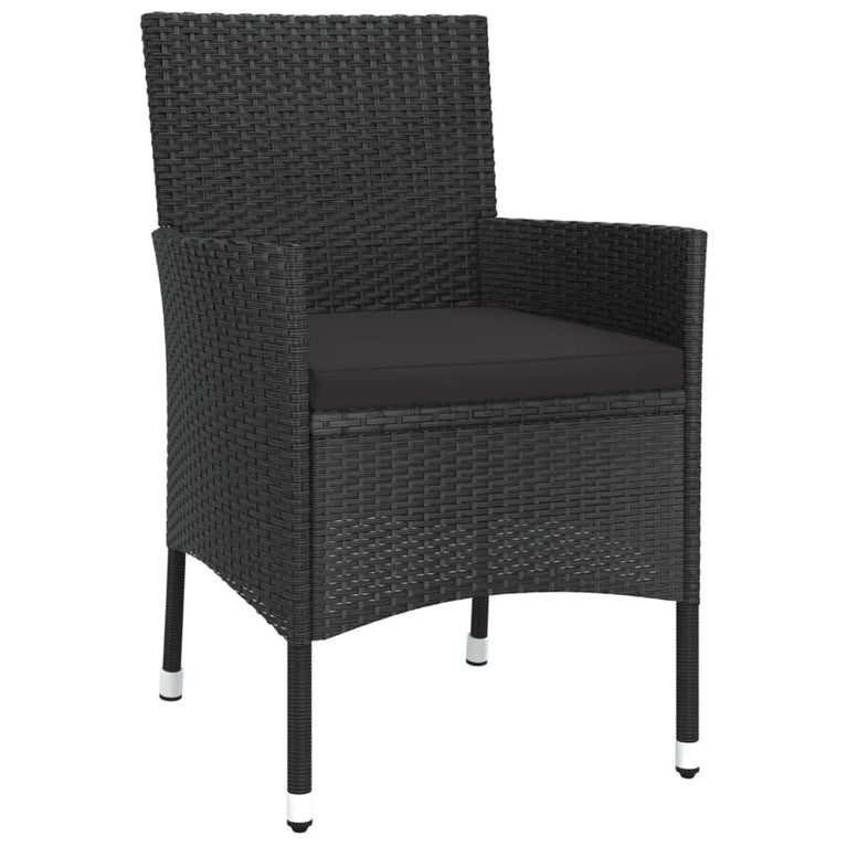 3-delige Bistroset met kussens poly rattan zwart MeubelReus