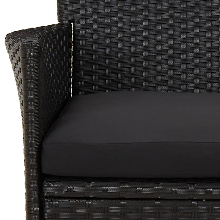 3-delige Bistroset met kussens poly rattan zwart MeubelReus