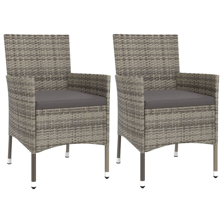3-delige Bistroset met kussens poly rattan grijs MeubelReus