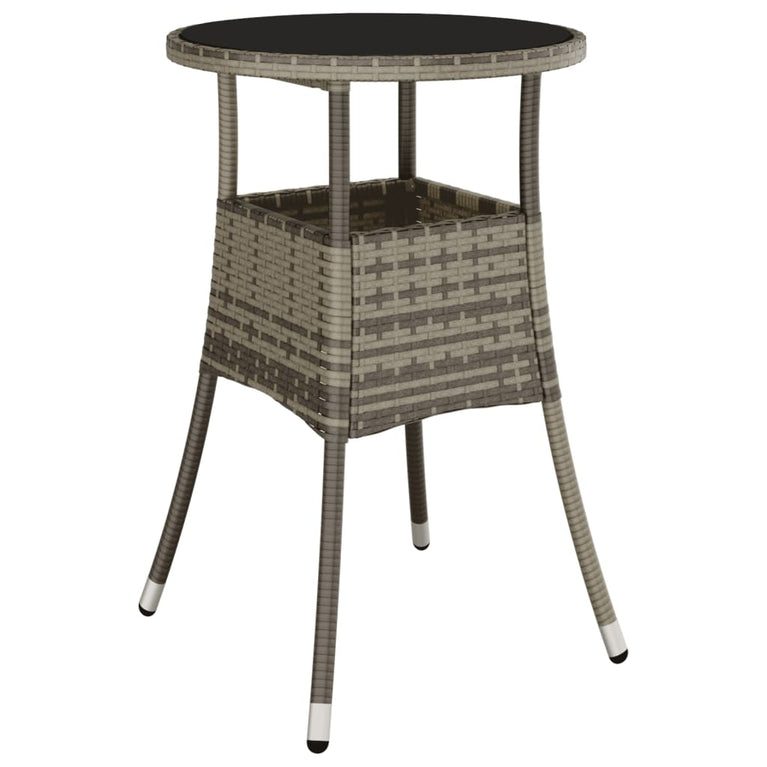3-delige Bistroset met kussens poly rattan grijs MeubelReus