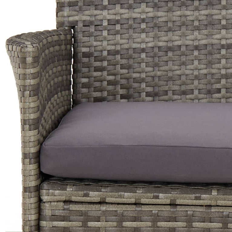 3-delige Bistroset met kussens poly rattan grijs MeubelReus