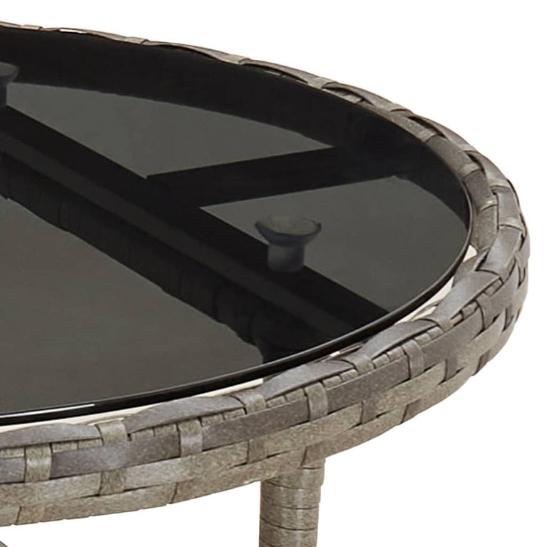 3-delige Bistroset met kussens poly rattan grijs MeubelReus