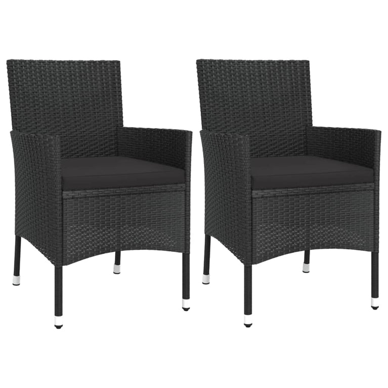 3-delige Bistroset met kussens poly rattan zwart MeubelReus
