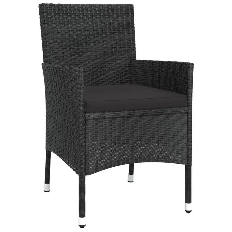 3-delige Bistroset met kussens poly rattan zwart MeubelReus