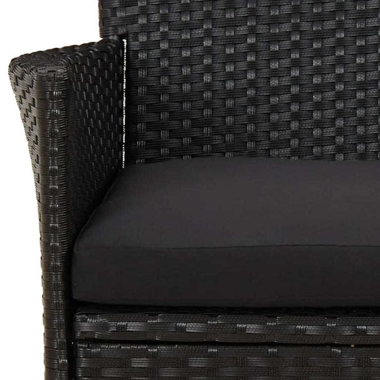 3-delige Bistroset met kussens poly rattan zwart MeubelReus