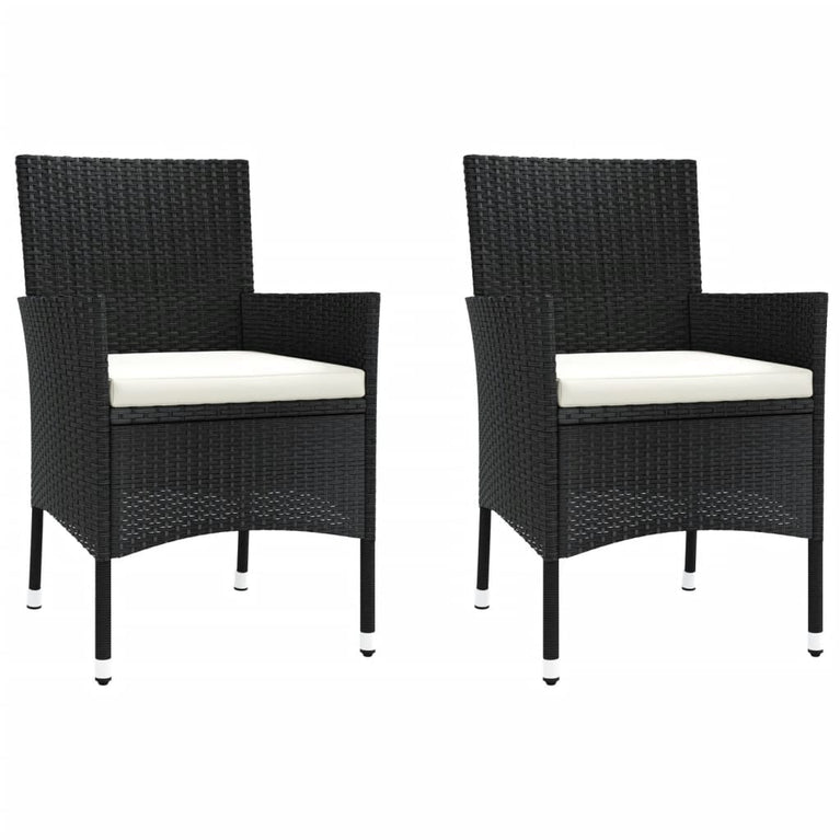 3-delige Bistroset met kussens poly rattan zwart MeubelReus