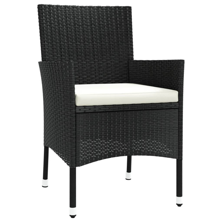 3-delige Bistroset met kussens poly rattan zwart MeubelReus