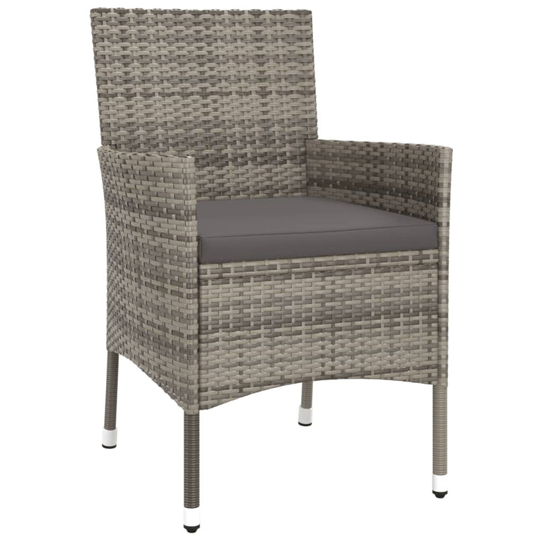 3-delige Bistroset met kussens poly rattan grijs MeubelReus