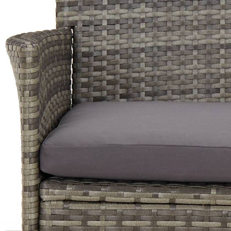 3-delige Bistroset met kussens poly rattan grijs MeubelReus