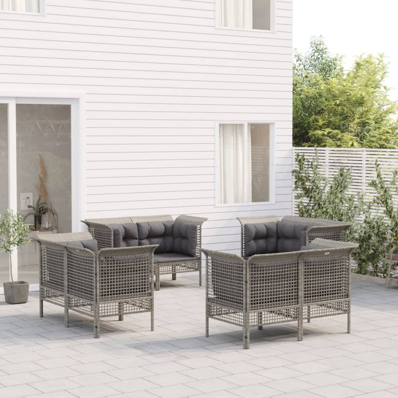 8-delige Loungeset met kussens poly rattan grijs MeubelReus