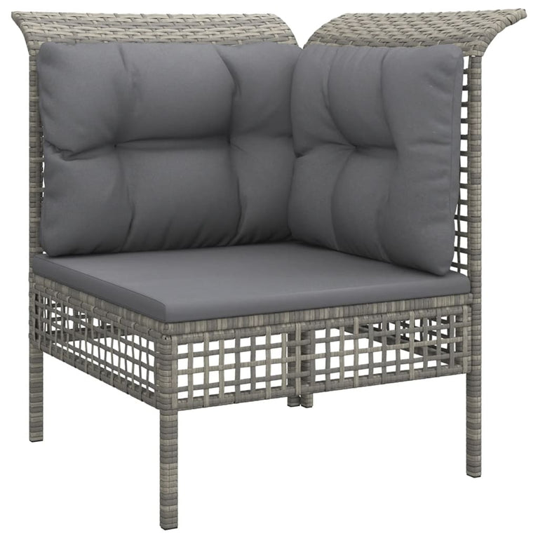 6-delige Loungeset met kussens poly rattan grijs MeubelReus