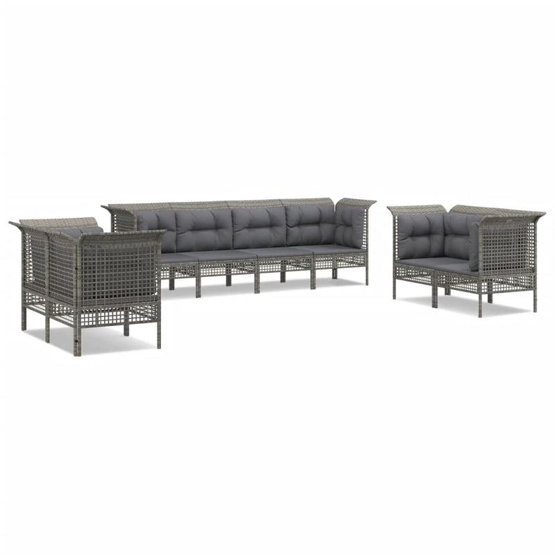 8-delige Loungeset met kussens poly rattan grijs MeubelReus