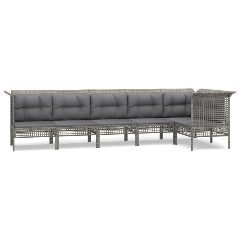 6-delige Loungeset met kussens poly rattan grijs MeubelReus