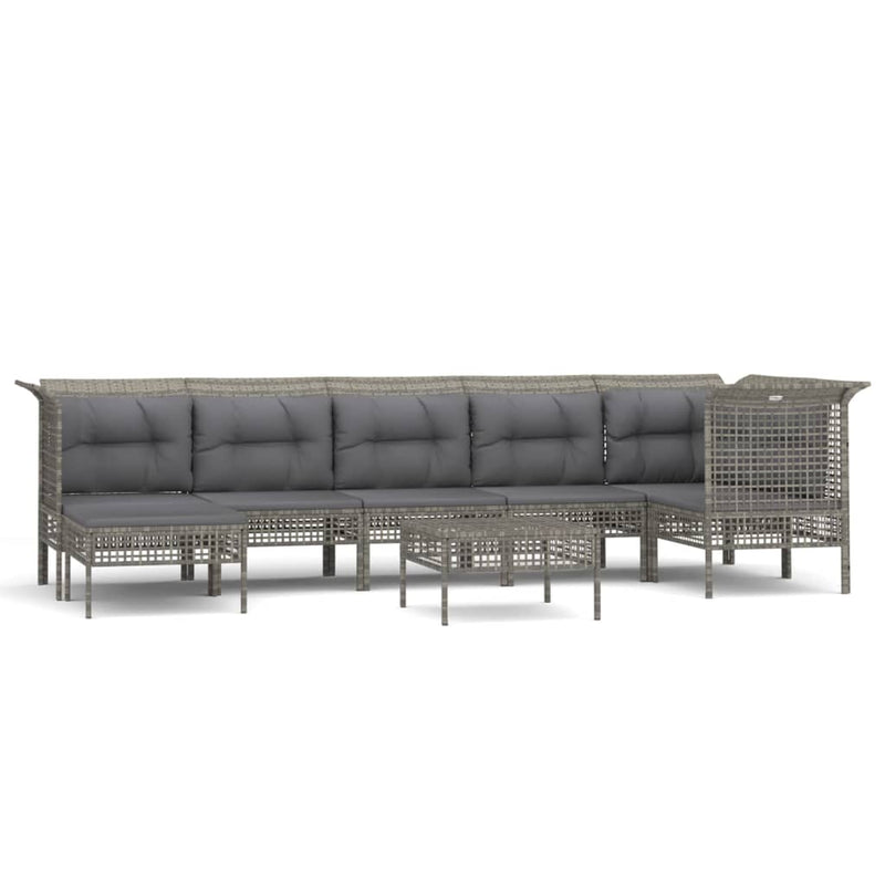 8-delige Loungeset met kussens poly rattan grijs MeubelReus