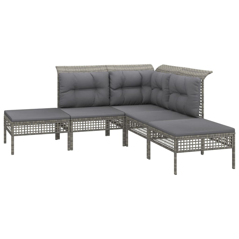 8-delige Loungeset met kussens poly rattan grijs MeubelReus