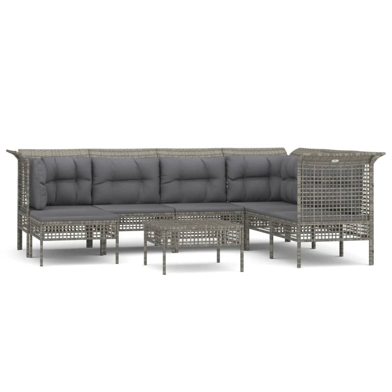 8-delige Loungeset met kussens poly rattan grijs MeubelReus