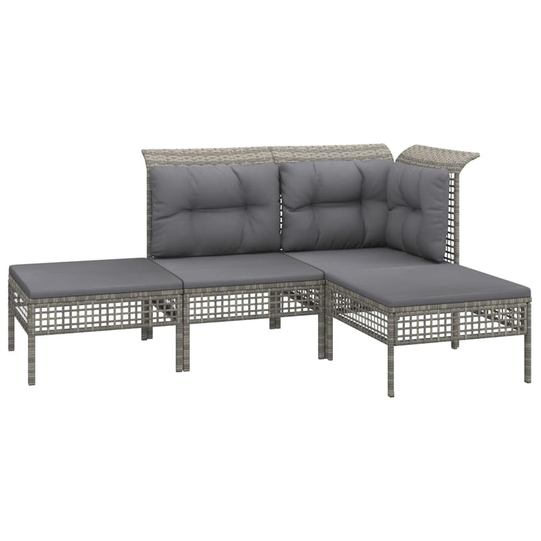8-delige Loungeset met kussens poly rattan grijs MeubelReus