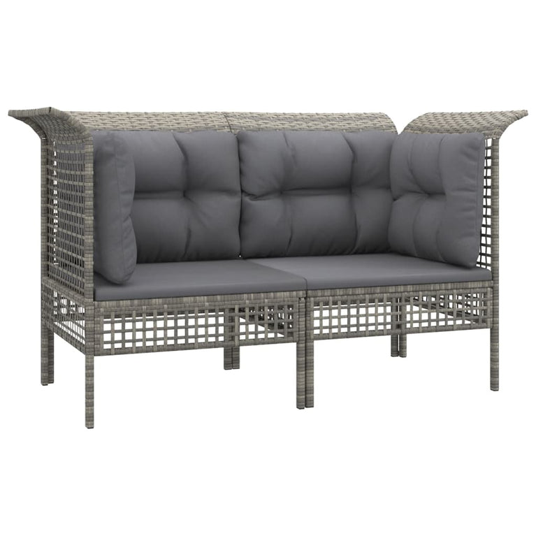 10-delige Loungeset met kussens poly rattan grijs MeubelReus