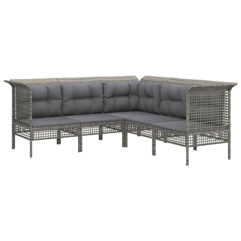 9-delige Loungeset met kussens poly rattan grijs MeubelReus