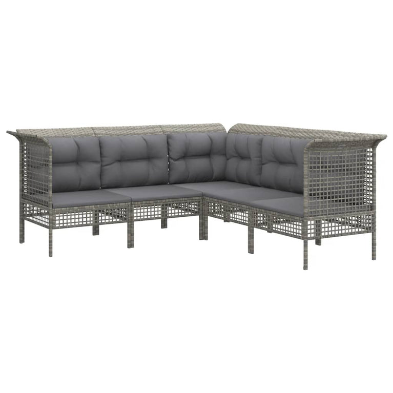 11-delige Loungeset met kussens poly rattan grijs MeubelReus