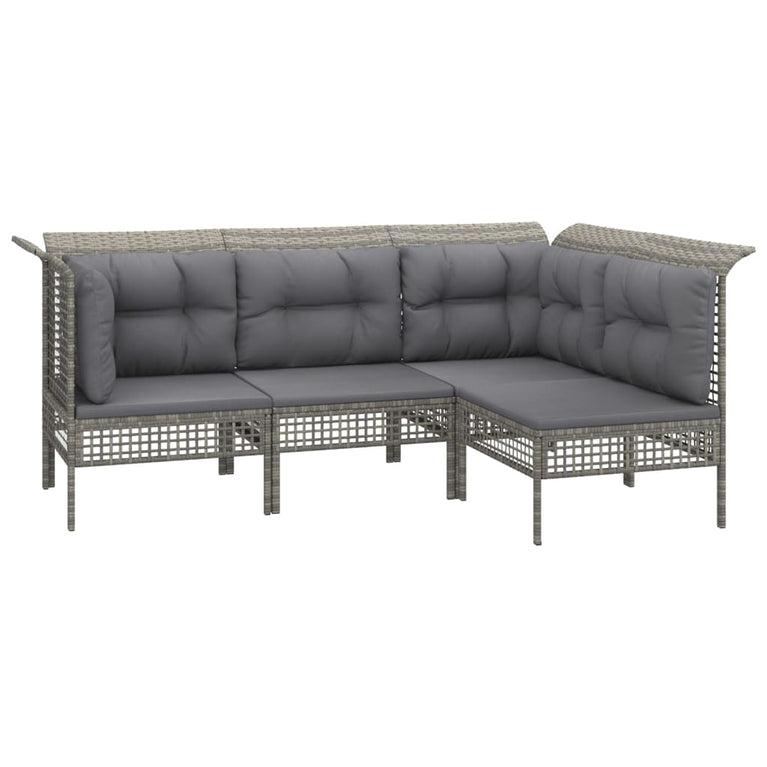 10-delige Loungeset met kussens poly rattan grijs MeubelReus
