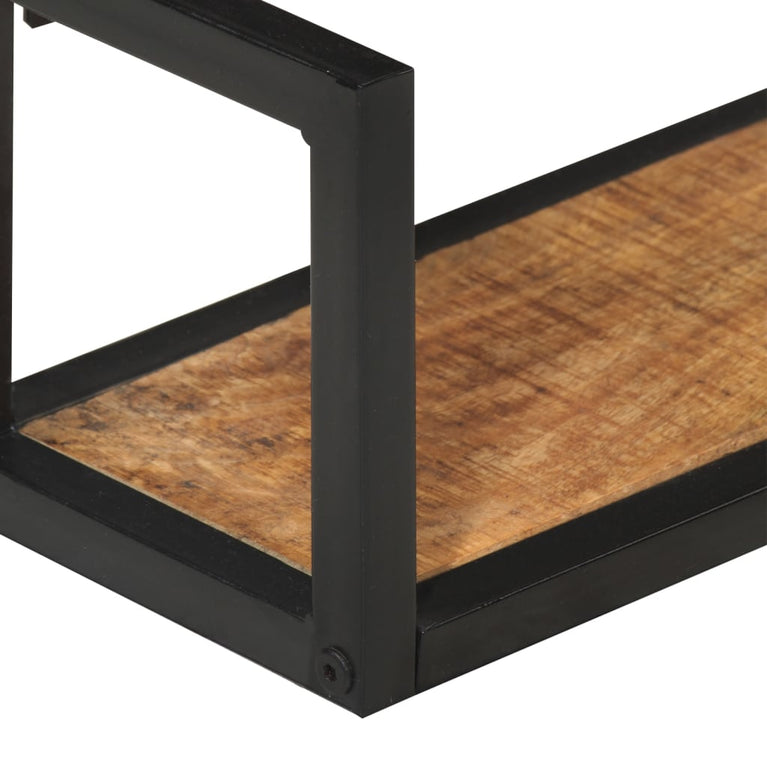 Wandschappen 2 st 110x17x17 cm massief mangohout en ijzer MeubelReus