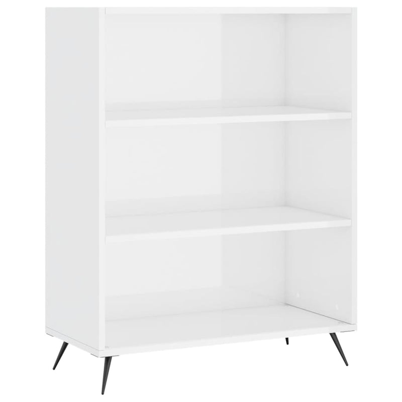 Boekenkast 69,5x32,5x90 cm bewerkt hout hoogglans wit MeubelReus
