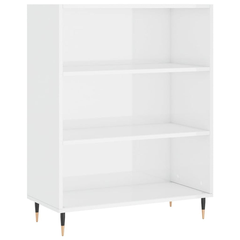 Boekenkast 69,5x32,5x90 cm bewerkt hout hoogglans wit MeubelReus