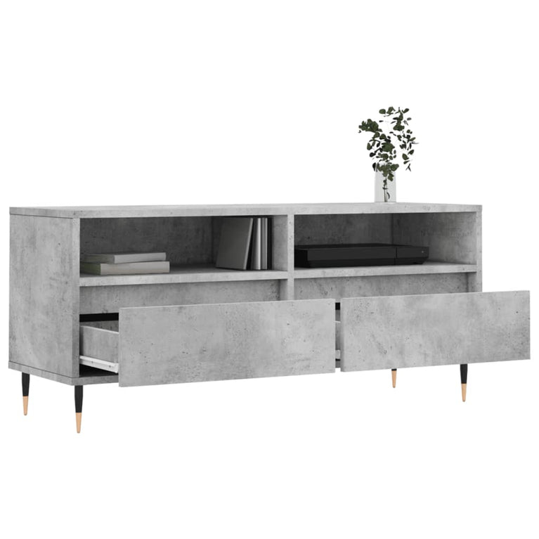 Tv-meubel 100x34,5x44,5 cm bewerkt hout betongrijs MeubelReus