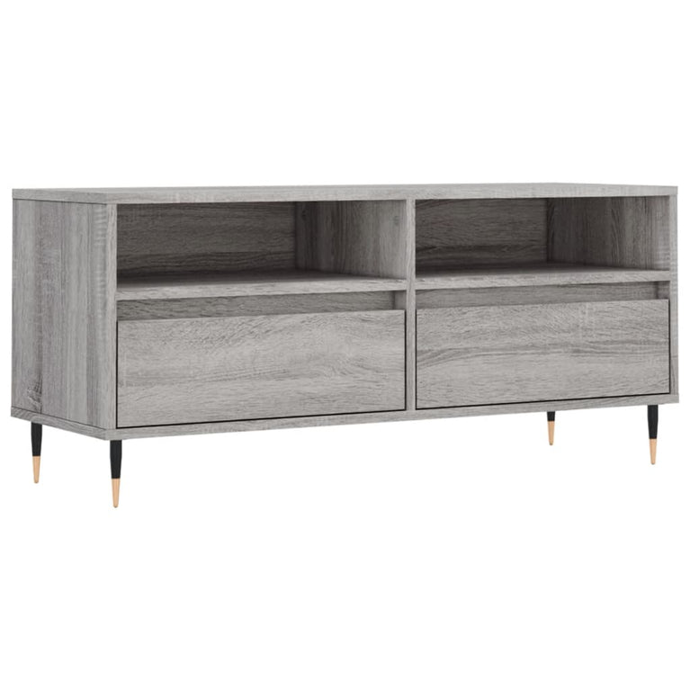 Tv-meubel 100x34,5x44,5 cm bewerkt hout grijs sonoma eikenkleur MeubelReus
