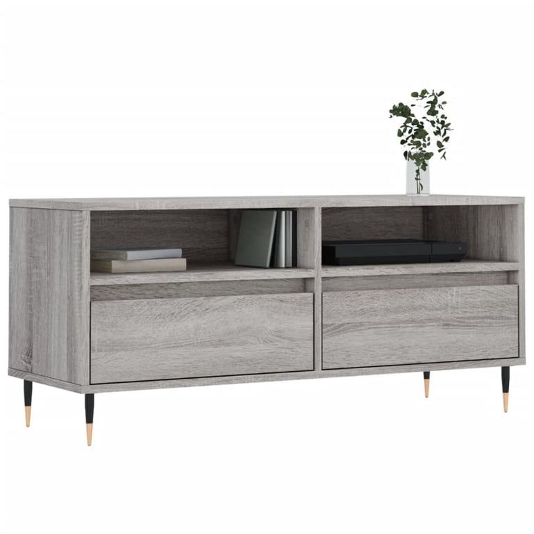 Tv-meubel 100x34,5x44,5 cm bewerkt hout grijs sonoma eikenkleur MeubelReus