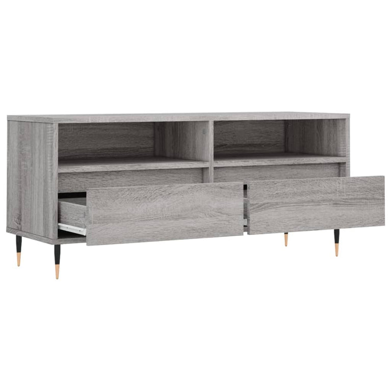 Tv-meubel 100x34,5x44,5 cm bewerkt hout grijs sonoma eikenkleur MeubelReus