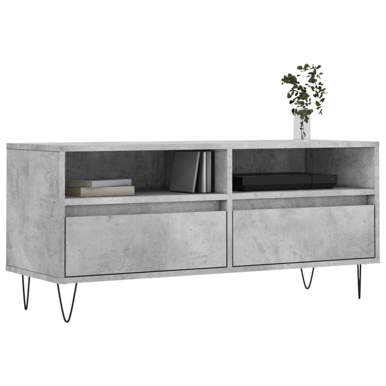 Tv-meubel 100x34,5x44,5 cm bewerkt hout betongrijs MeubelReus