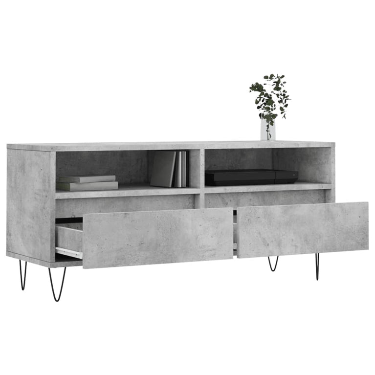 Tv-meubel 100x34,5x44,5 cm bewerkt hout betongrijs MeubelReus