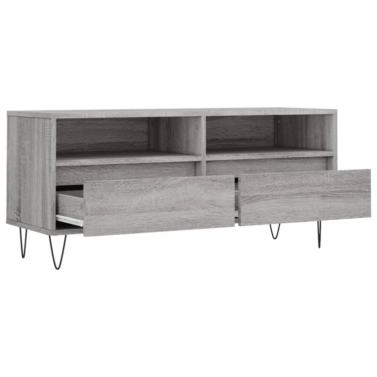 Tv-meubel 100x34,5x44,5 cm bewerkt hout grijs sonoma eikenkleur MeubelReus