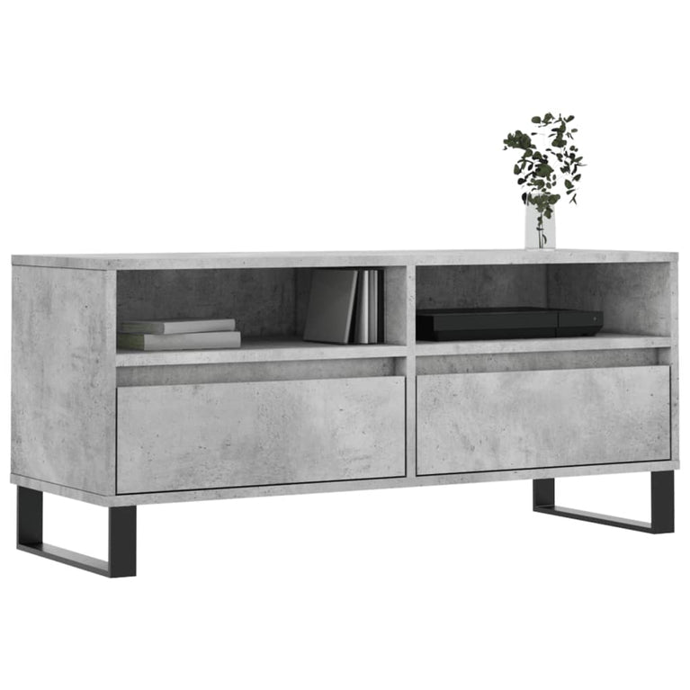 Tv-meubel 100x34,5x44,5 cm bewerkt hout betongrijs MeubelReus