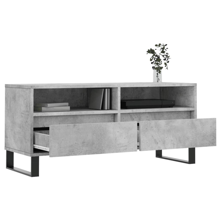 Tv-meubel 100x34,5x44,5 cm bewerkt hout betongrijs MeubelReus
