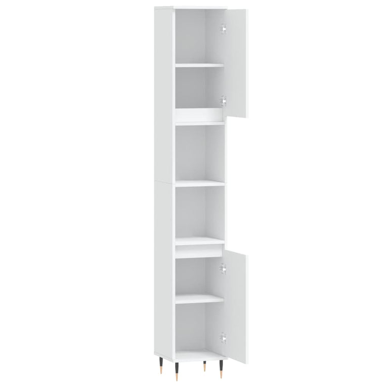 Badkamerkast 30x30x190 cm bewerkt hout wit MeubelReus