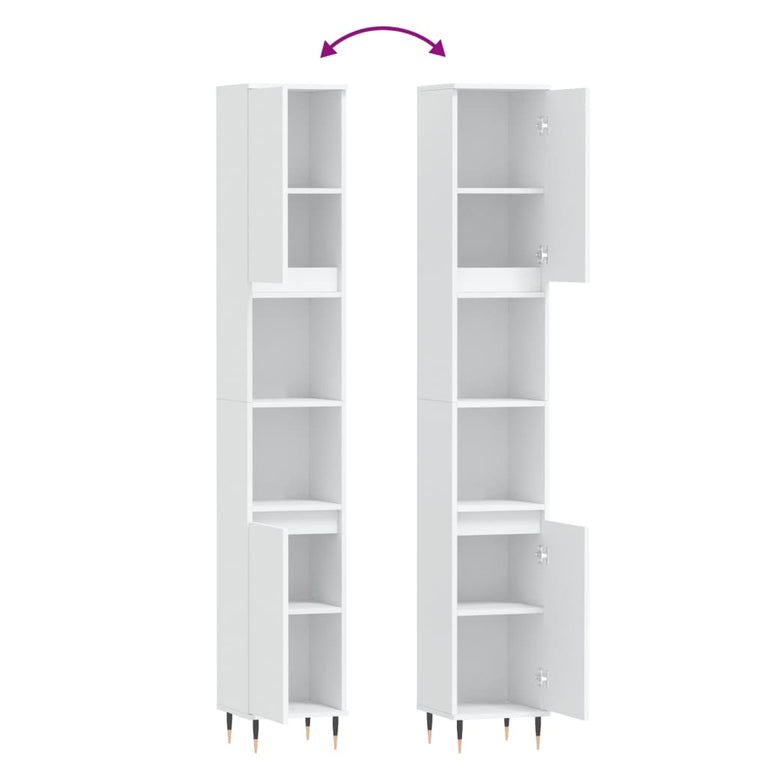 Badkamerkast 30x30x190 cm bewerkt hout wit MeubelReus