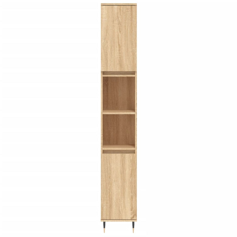 Badkamerkast 30x30x190 cm bewerkt hout sonoma eikenkleurig