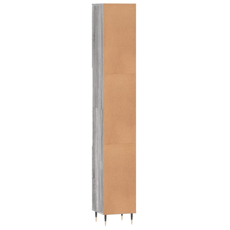 Badkamerkast 30x30x190 cm bewerkt hout grijs sonoma eikenkleur MeubelReus