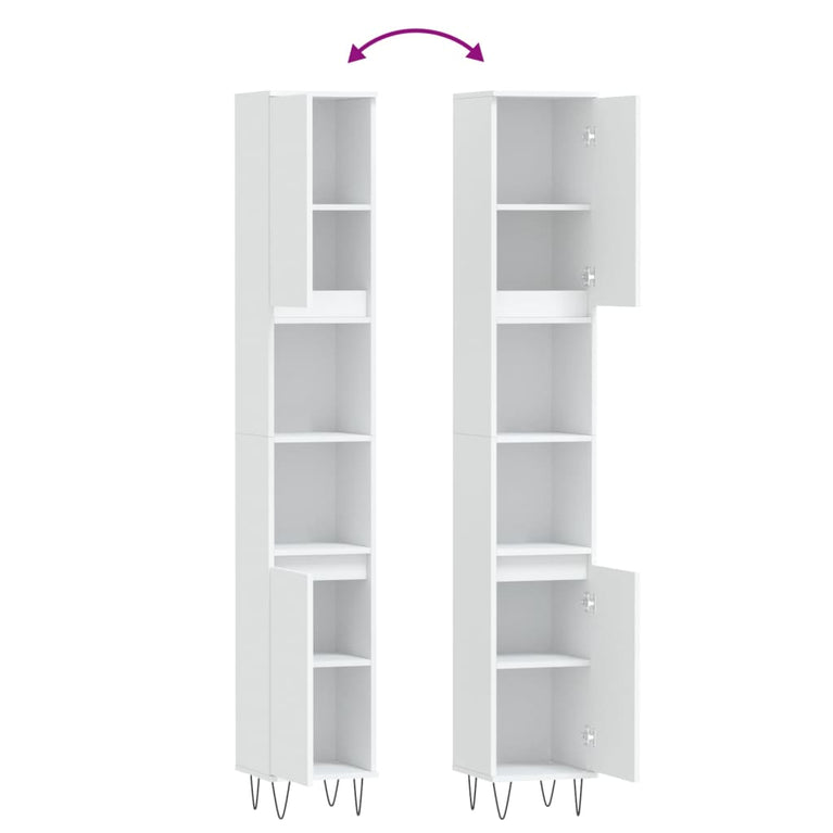 Badkamerkast 30x30x190 cm bewerkt hout wit MeubelReus