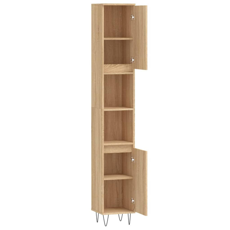 Badkamerkast 30x30x190 cm bewerkt hout sonoma eikenkleurig MeubelReus