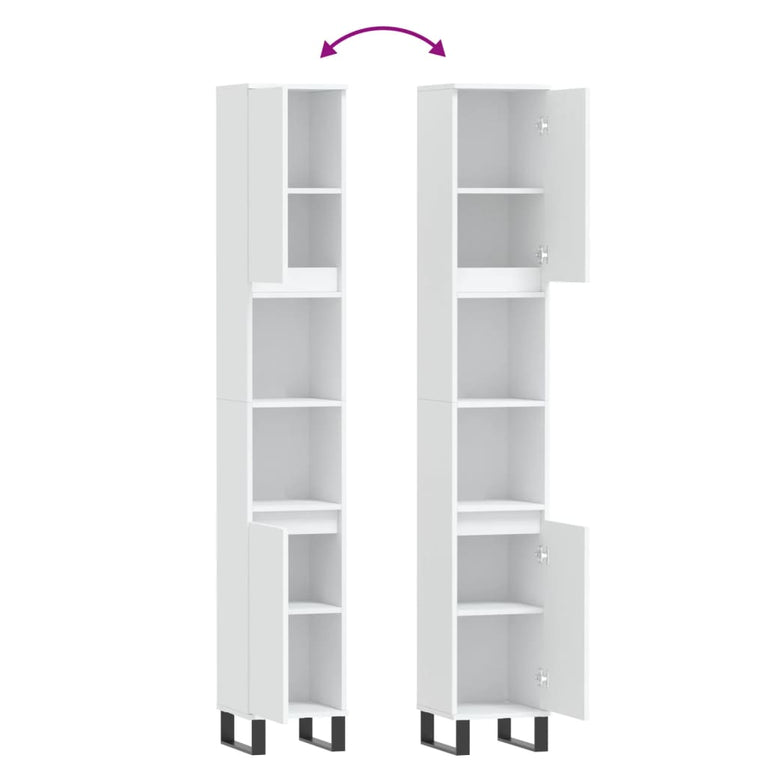 Badkamerkast 30x30x190 cm bewerkt hout wit MeubelReus