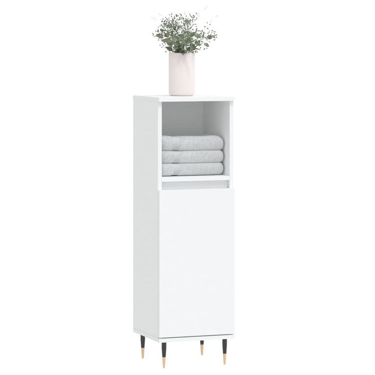 Badkamerkast 30x30x100 cm bewerkt hout wit MeubelReus