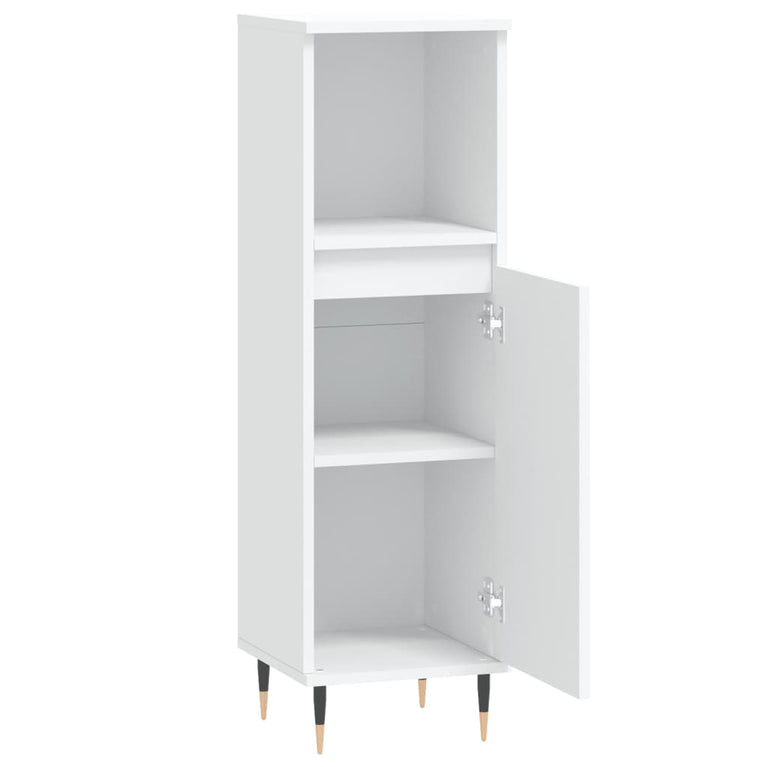 Badkamerkast 30x30x100 cm bewerkt hout wit MeubelReus