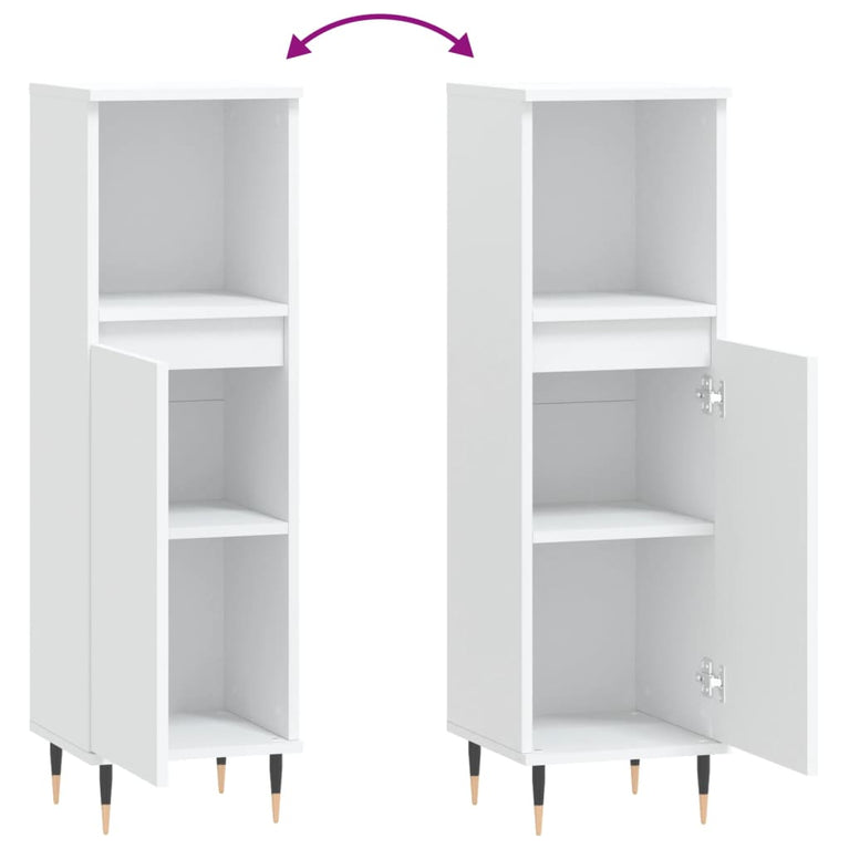 Badkamerkast 30x30x100 cm bewerkt hout wit MeubelReus