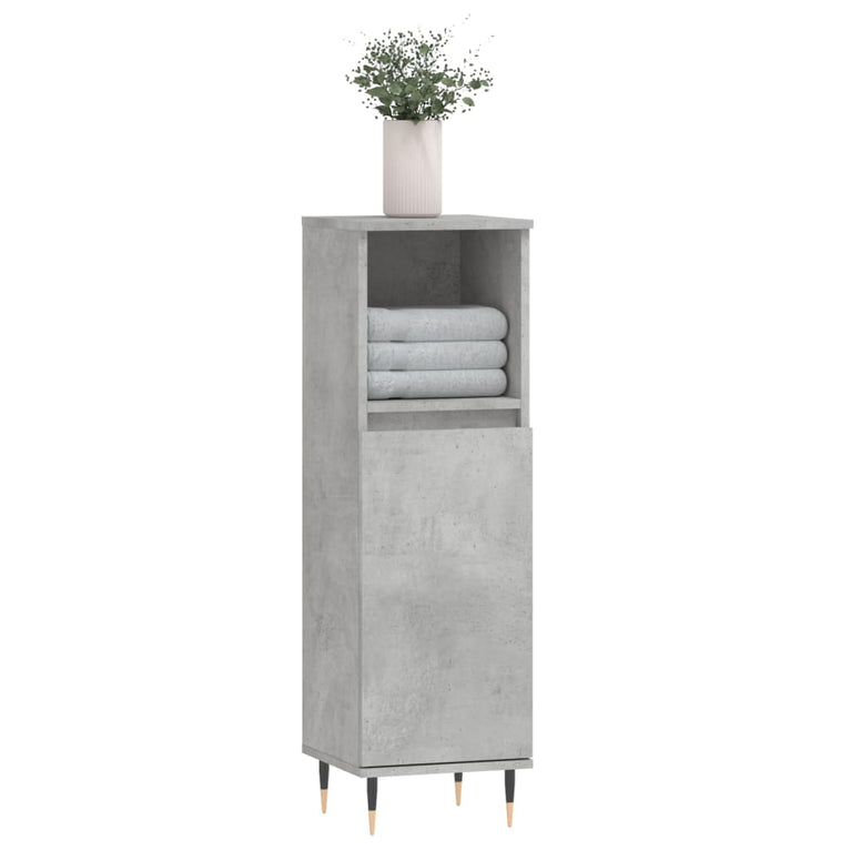 Badkamerkast 30x30x100 cm bewerkt hout betongrijs MeubelReus