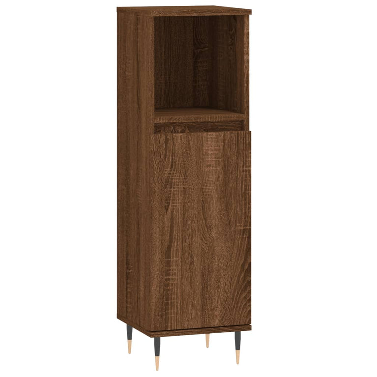Badkamerkast 30x30x100 cm bewerkt hout bruin eikenkleur MeubelReus